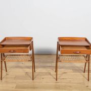 Mid-Century Teak and Rattan Nightstands by Søren Rasmussen, Denmark, 1960s,