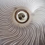 Pair of frosted glass flower pendant lamps