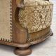 1950s, Danish relax armchair, furniture velour, carved oak wood.