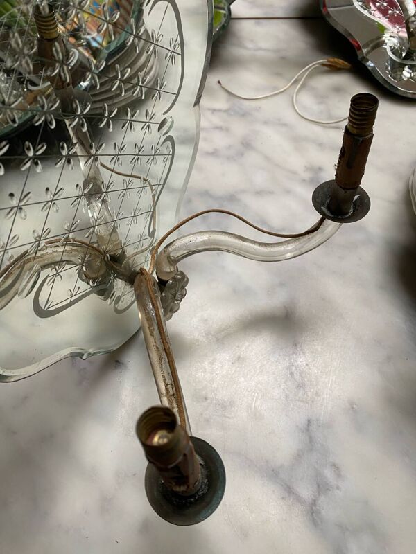 Appliques vénitienne miroir et cristal de Baccarat