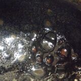 Coupe en grès de 1983 émaille brillante et glaçure cuisson intérieur Bullée,Signé