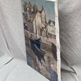 Signed painting Oil on canvas “Ville Honfleur, Normandy” dimensions: height -50cm- Width -40cm-