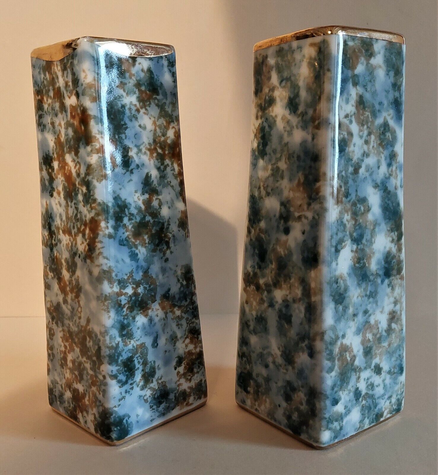 Pair of Limoges porcelain vases speckled decoration