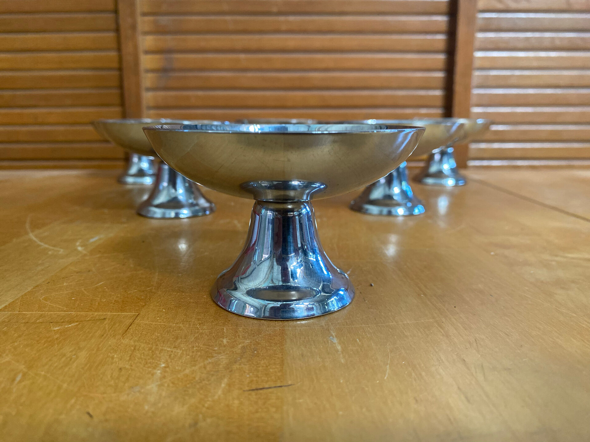 Set of 6 ice cream bowls guy degrenne stainless steel vintage design #e408
