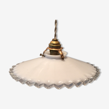 Old white opaline suspension and brass N°11