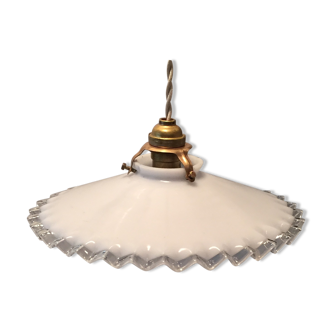 Old white opaline suspension and brass N°11