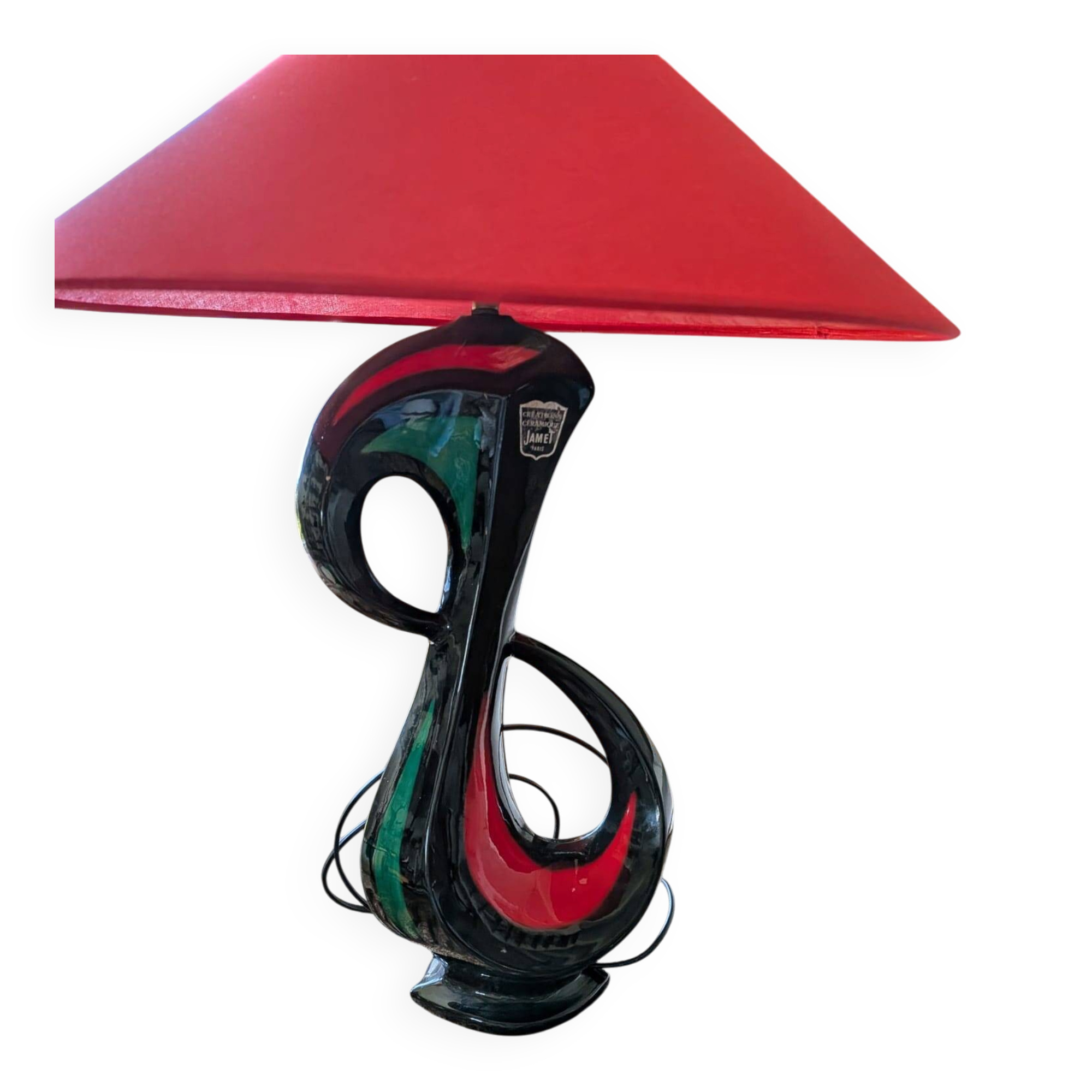 Large modernist lamp "Jamet Paris" in vintage ceramic