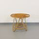 Round coffee table with 60's vintage rattan magazine tray
