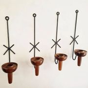 Vintage TEAK WALL SCONCE / lampett, candle holder, stylish, set of 4, 50s