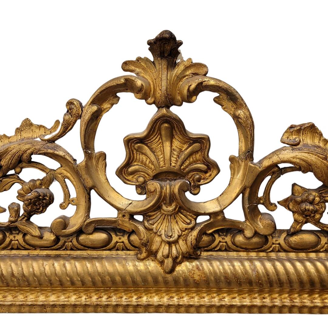 Espejo de pared Segundo Imperio, Madera tallada y dorada, Napoleon III, circa 1880 – France