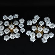Pair of Murano white flower ceiling lamps. Italy 1980s