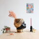 Black and gold Italian ceramic head vase signed Behreno