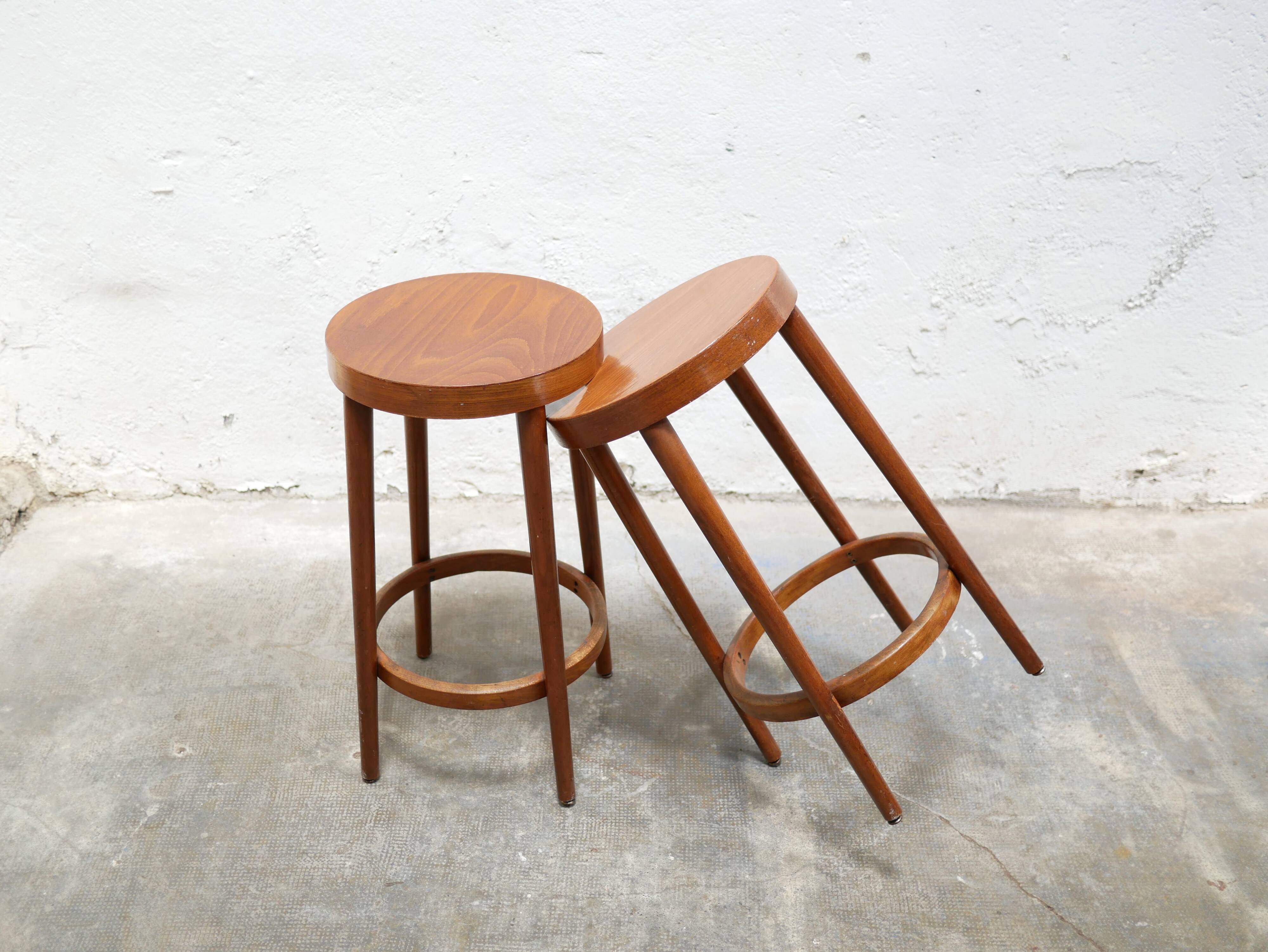 Vintage wooden bar stool by Baumann Editions