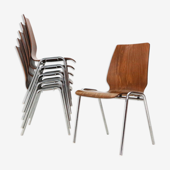 Ensemble de 6 chaises empilantes, années 1960