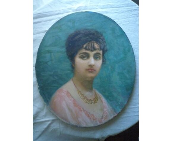 Portrait jeunne femme, oil on canvas signed B. Zo. Laroque (1876 - 1967)