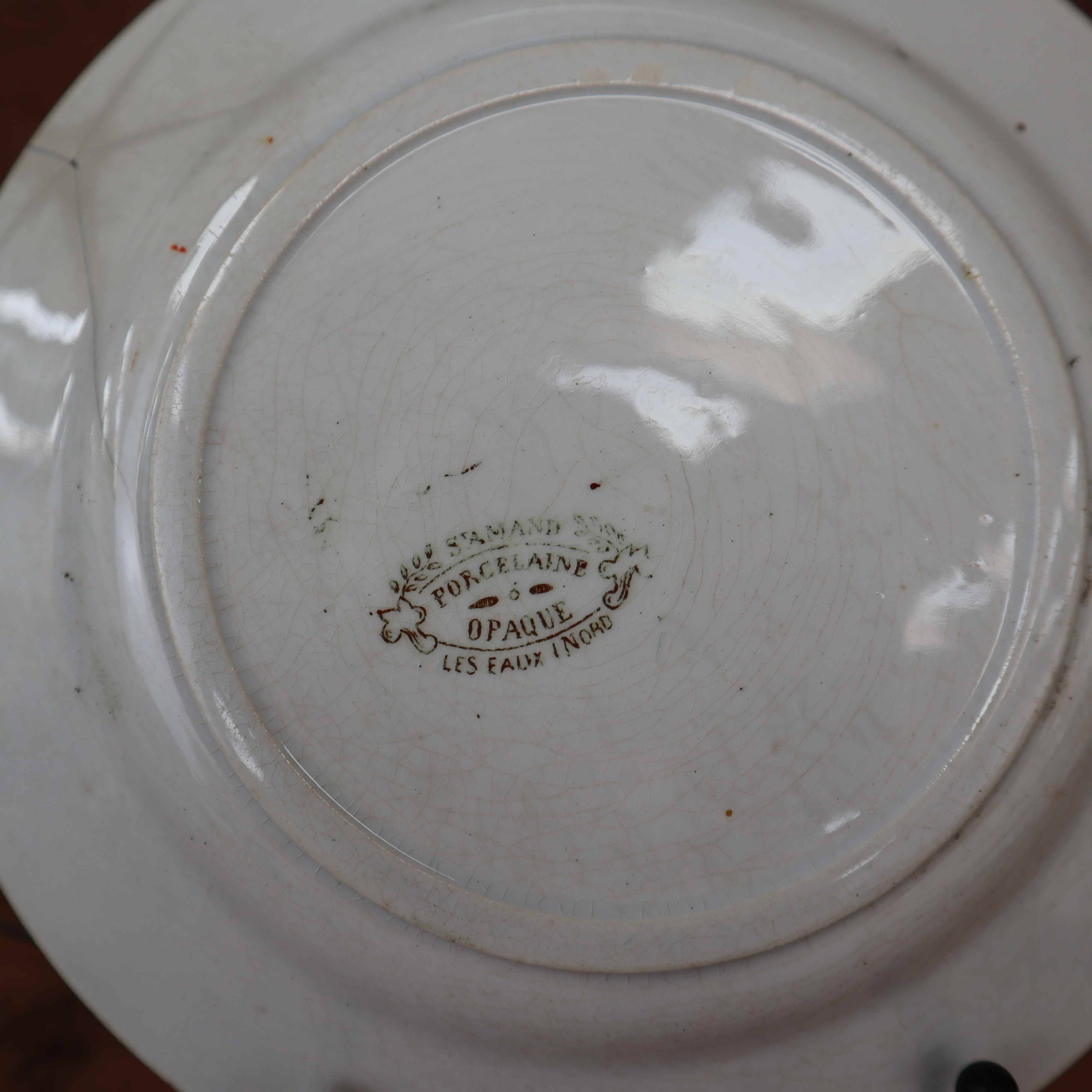 5 Saint-Amand earthenware dessert plates with Chinese decoration