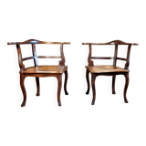 Pair of 1900 living room armchairs with bistro seating