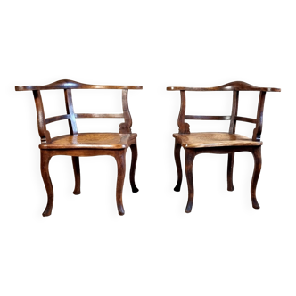 Pair of 1900 living room armchairs with bistro seating