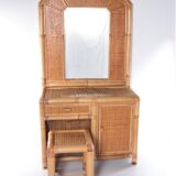 Vintage faux bamboo dressing table 'natural beauty' 1980s France