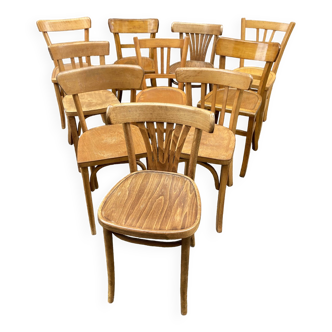 Lot de 10 chaises bistrot restaurant dépareillées 1960 bois courbé brasserie