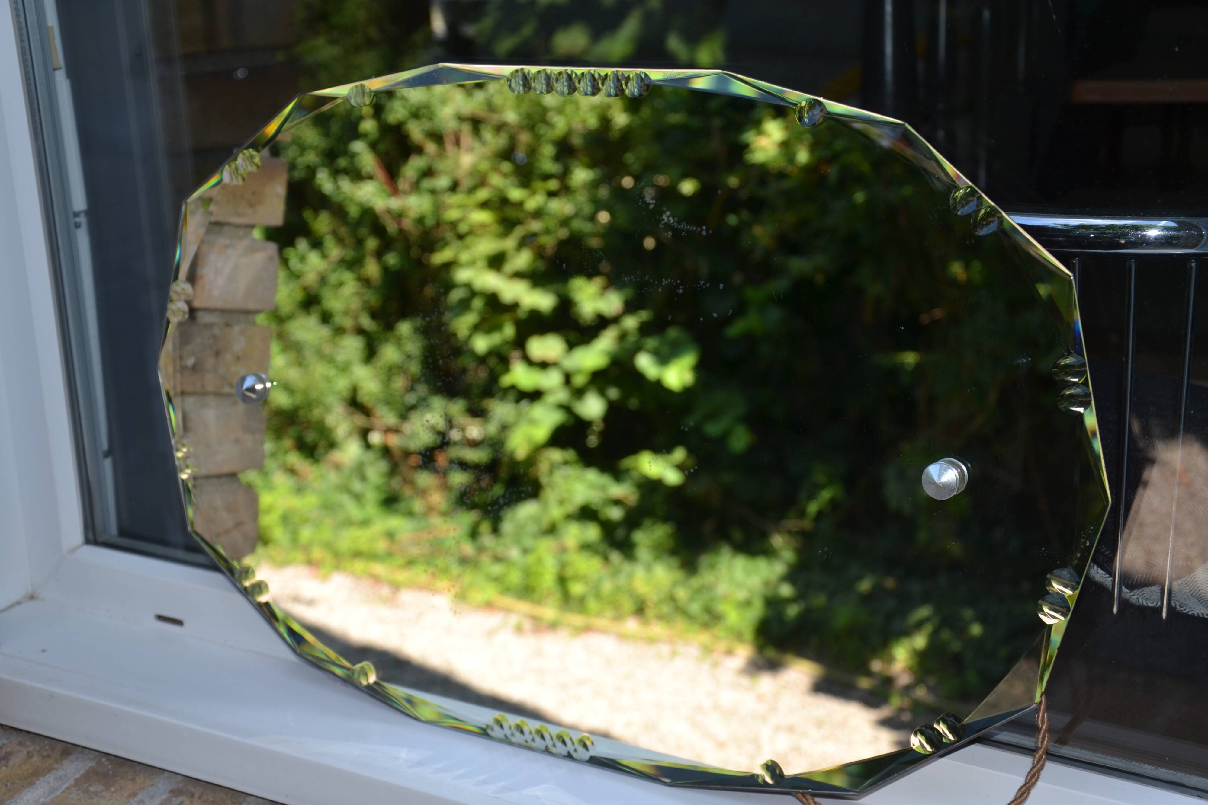 Art Deco beveled chiseled mirror