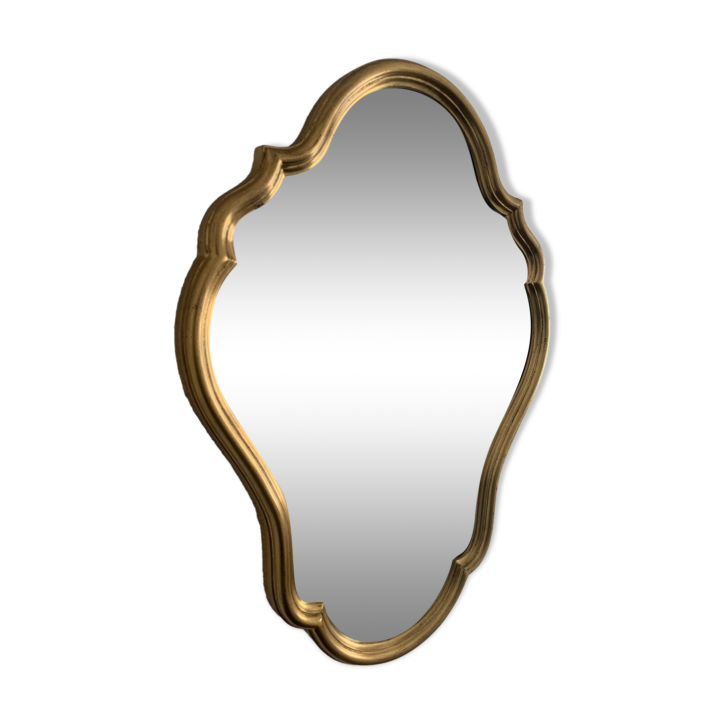 Vintage mirror 1960 Belgian rocaille style gilded wood - 76 x 55cm