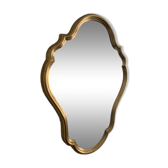 Miroir vintage 1960 style rocaille belge bois doré - 76 x 55cm