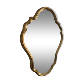 Vintage mirror 1960 Belgian rocaille style gilded wood - 76 x 55cm