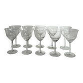 Service of 10 Art Deco stemmed glasses