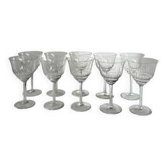 Service of 10 Art Deco stemmed glasses