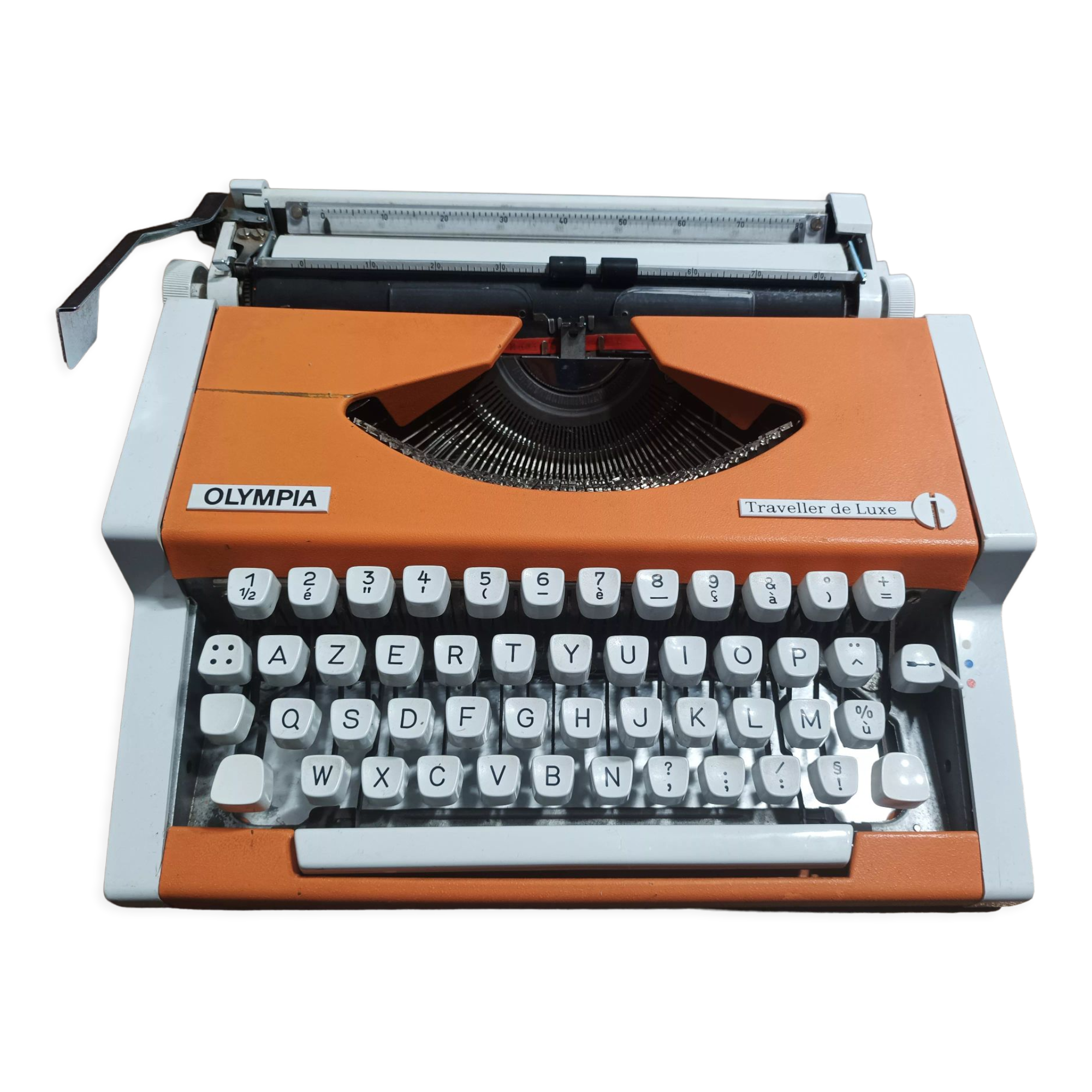 Olympia traveller luxury typewriter orange revised and new ribbon
