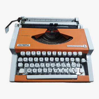 Olympia traveller luxury typewriter orange revised and new ribbon