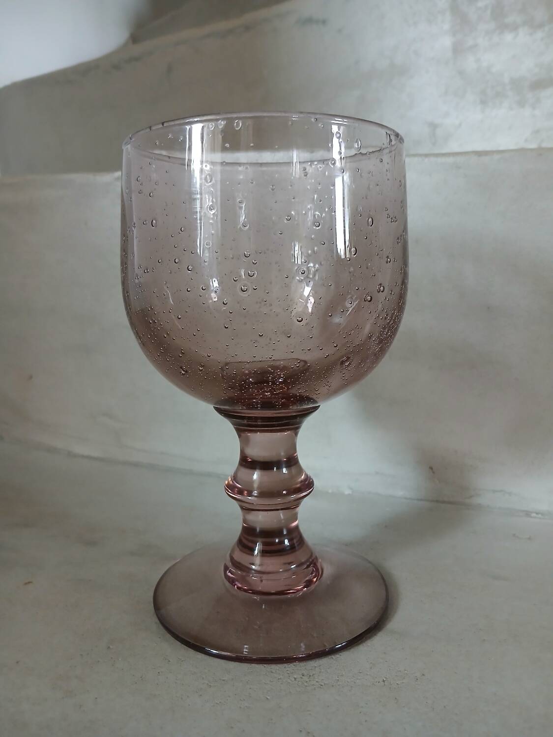 Large stemmed glass with bubble glass