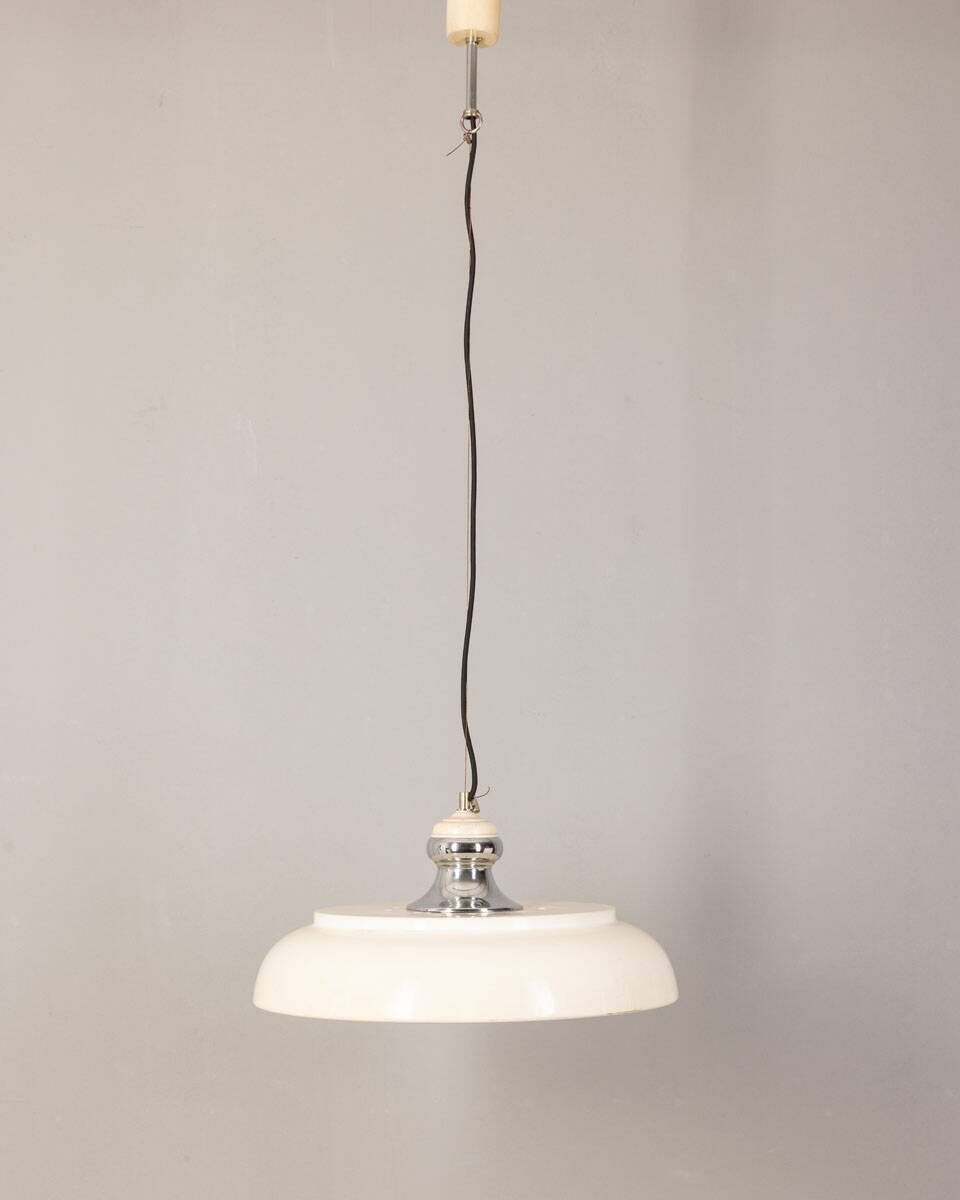 70s vintage chandelier in white metal Italian design