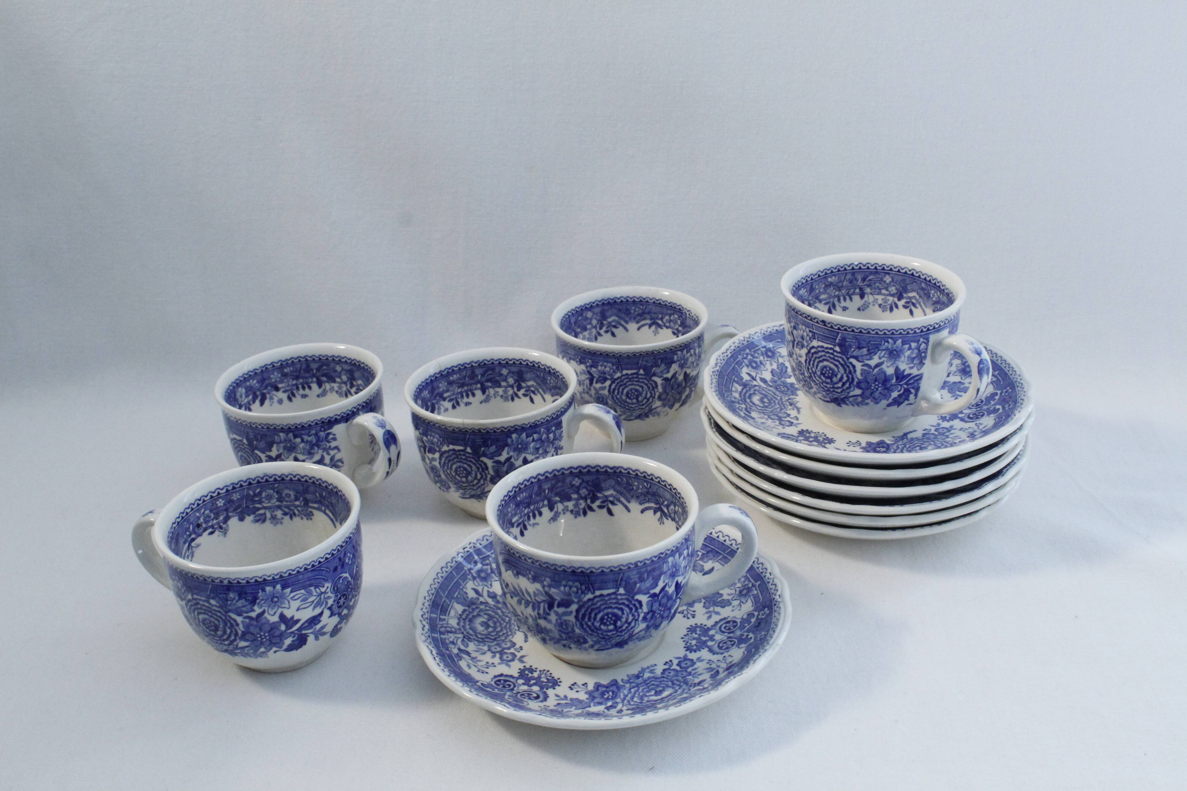 Villeroy & Boch coffee set décor Burgenland blue - 6 cups + 6 saucers