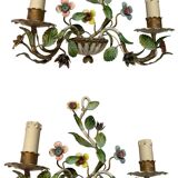 Florentine Tole Flower Sconces, Set of 2