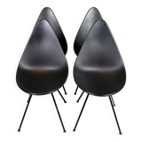 Set Of Four Dining Chairs Model 3110 Made In Black By Arne Jacobsen For Fritz Hansen From 2016s