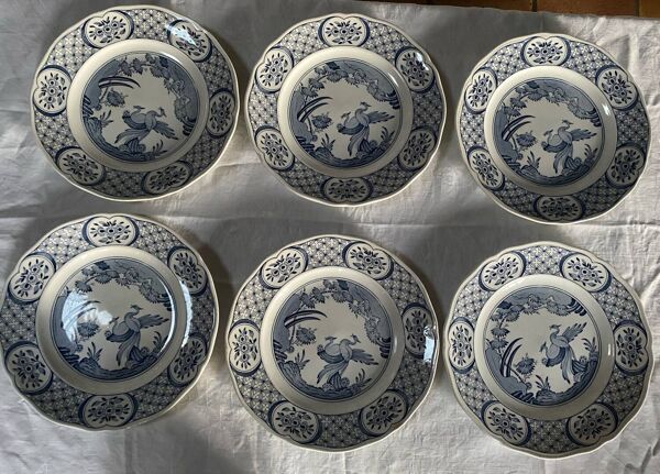 6 grandes assiettes plates Old Chelsea Furnivals