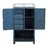 Armoire vintage de style industriel avec patine bleue (c.1950)