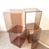 Set of 5 smoked Plexiglas lockers