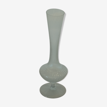 Vase gris en verre torsadé soliflore vintage