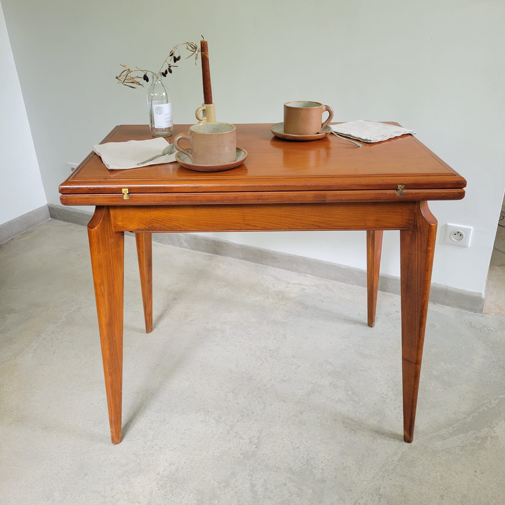 Mid-century Scandinavian compass leg coffee table