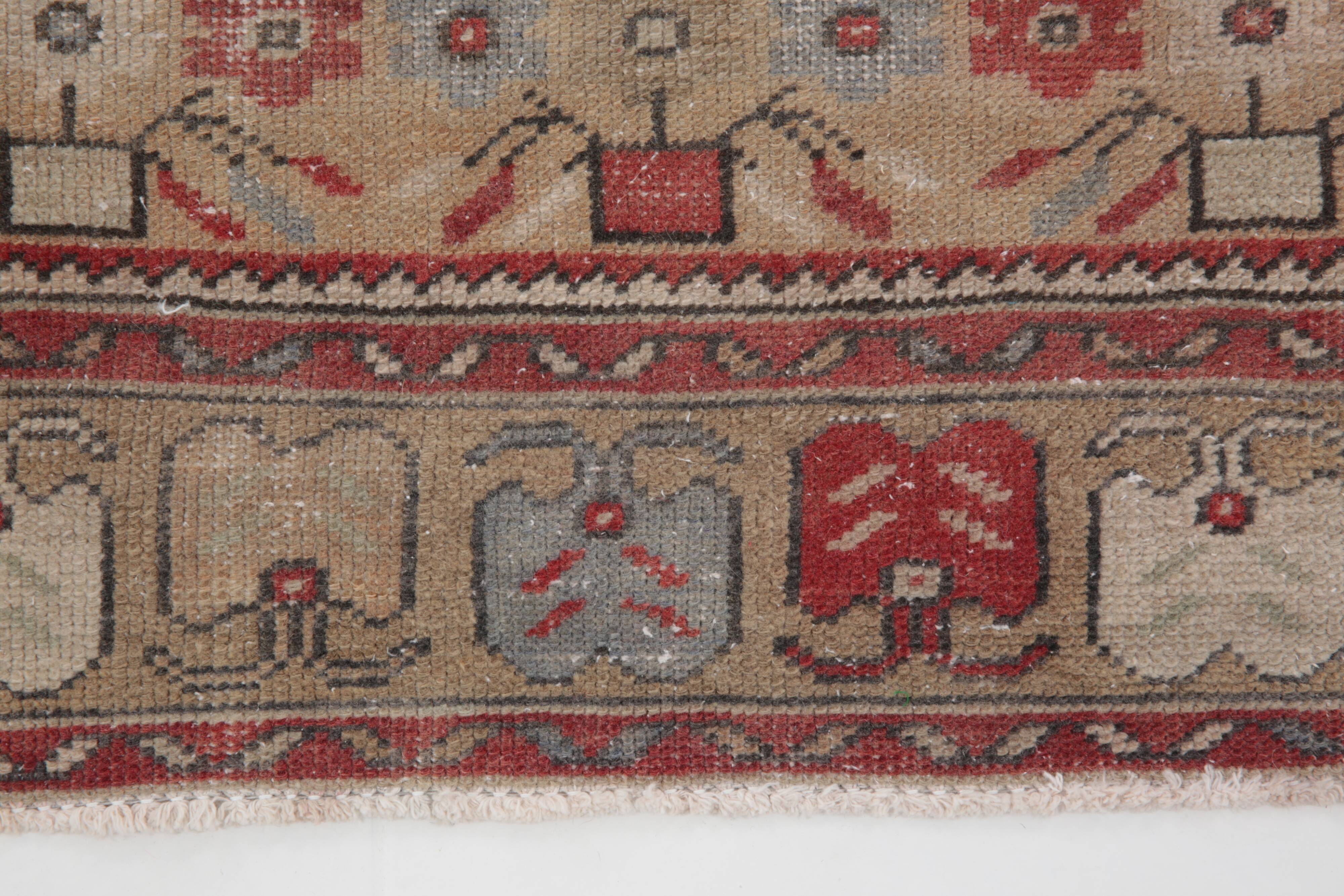 4x9 Rug For Entrway Red Classic Oriental Vintage Rug, 111x263Cm SK 3884