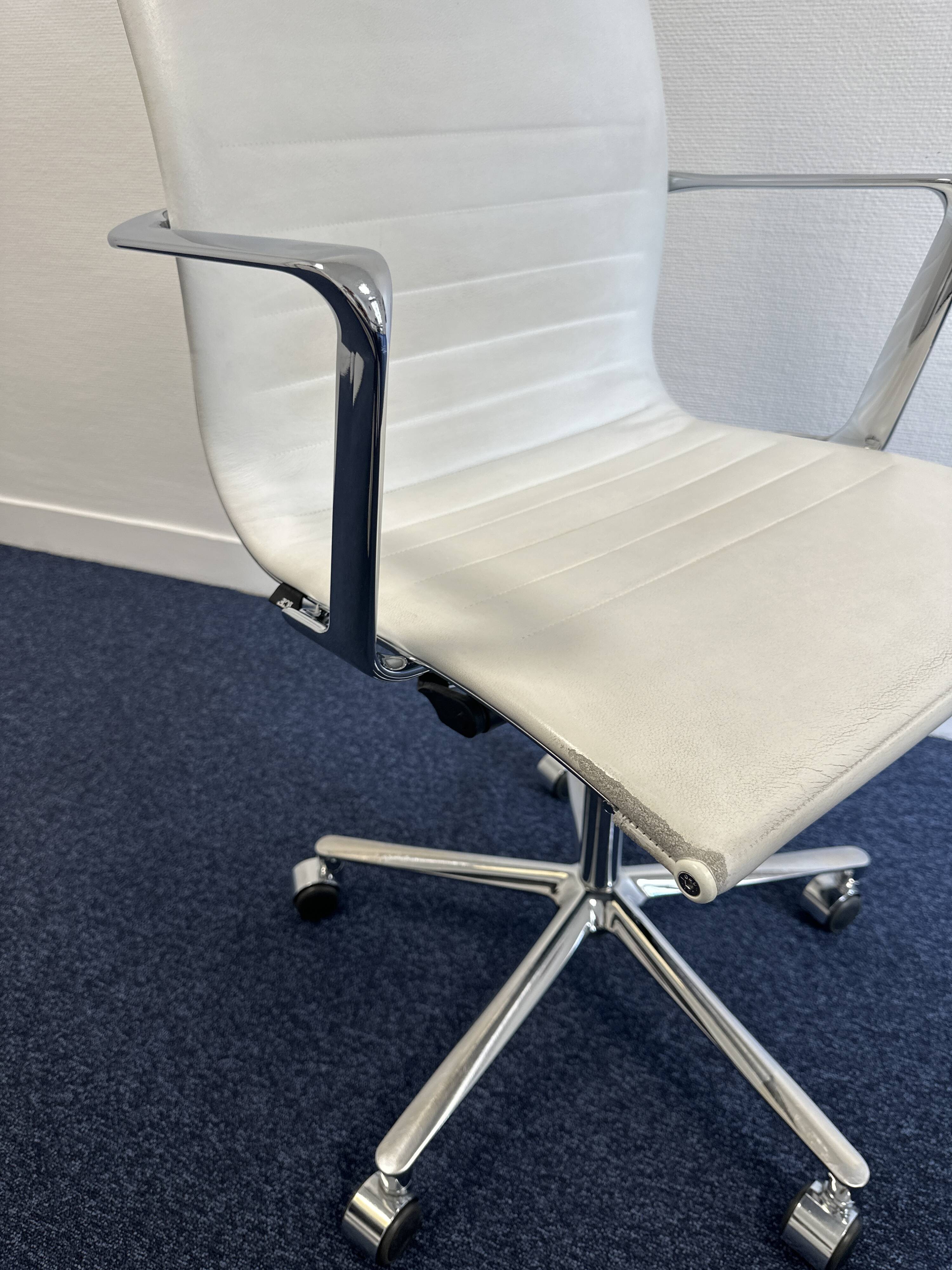 Vintage white leather ICF armchair