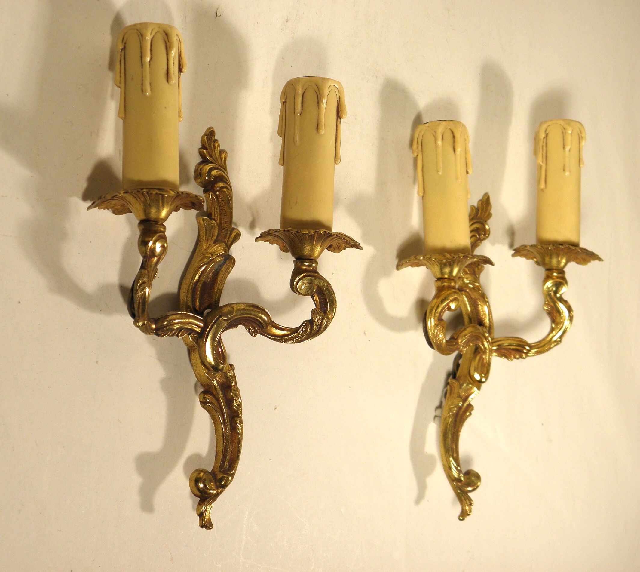 Pair of gilded bronze sconces