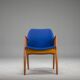 Armchair in Blue and Teak by Alf Svensson for Dux, 1960s