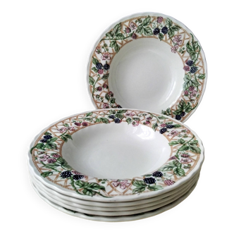6 Assiettes creuses Churchill  Modèle Blackberry trellis