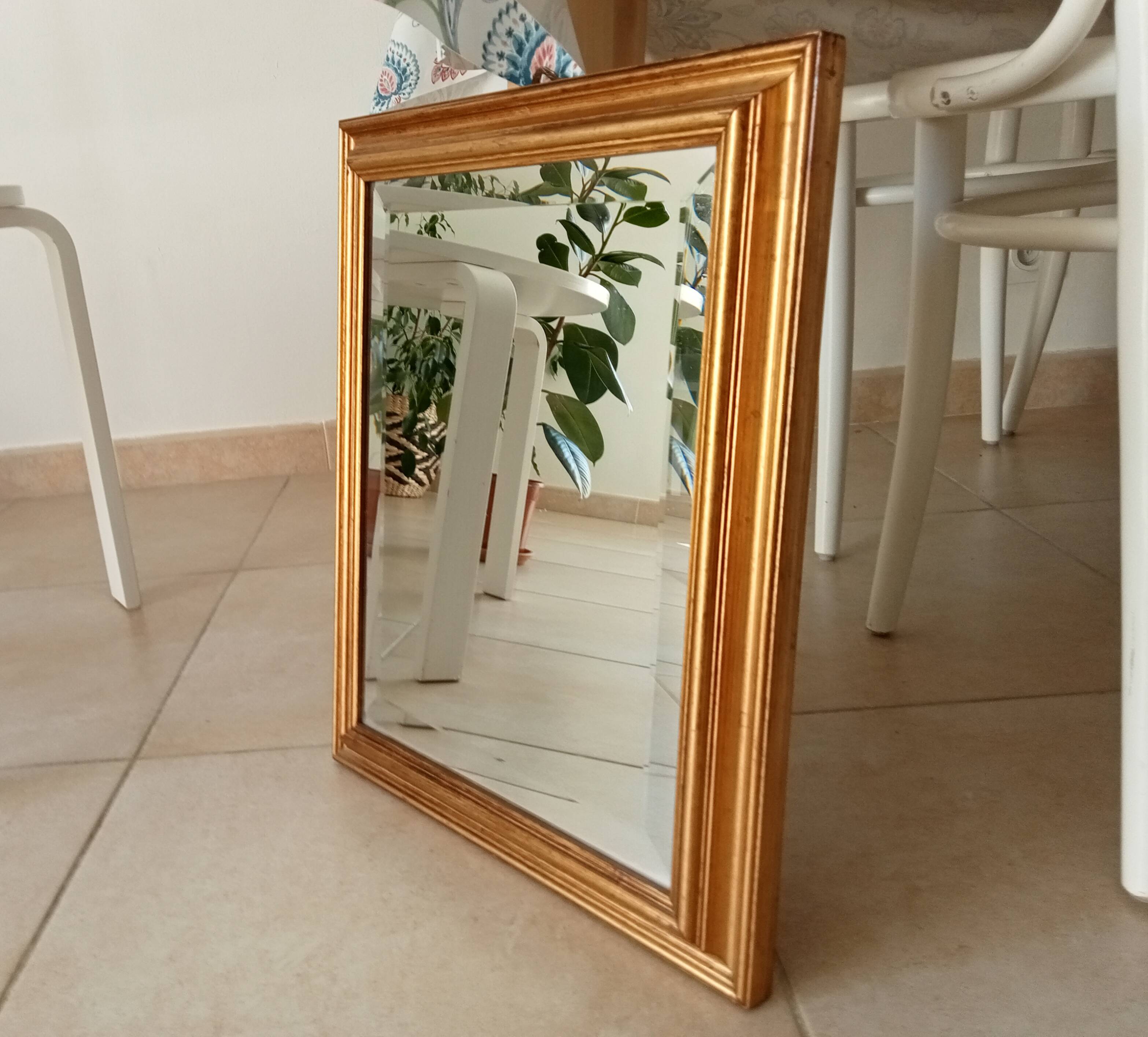 Vintage gold mirror beveled glass 47.5*37.5