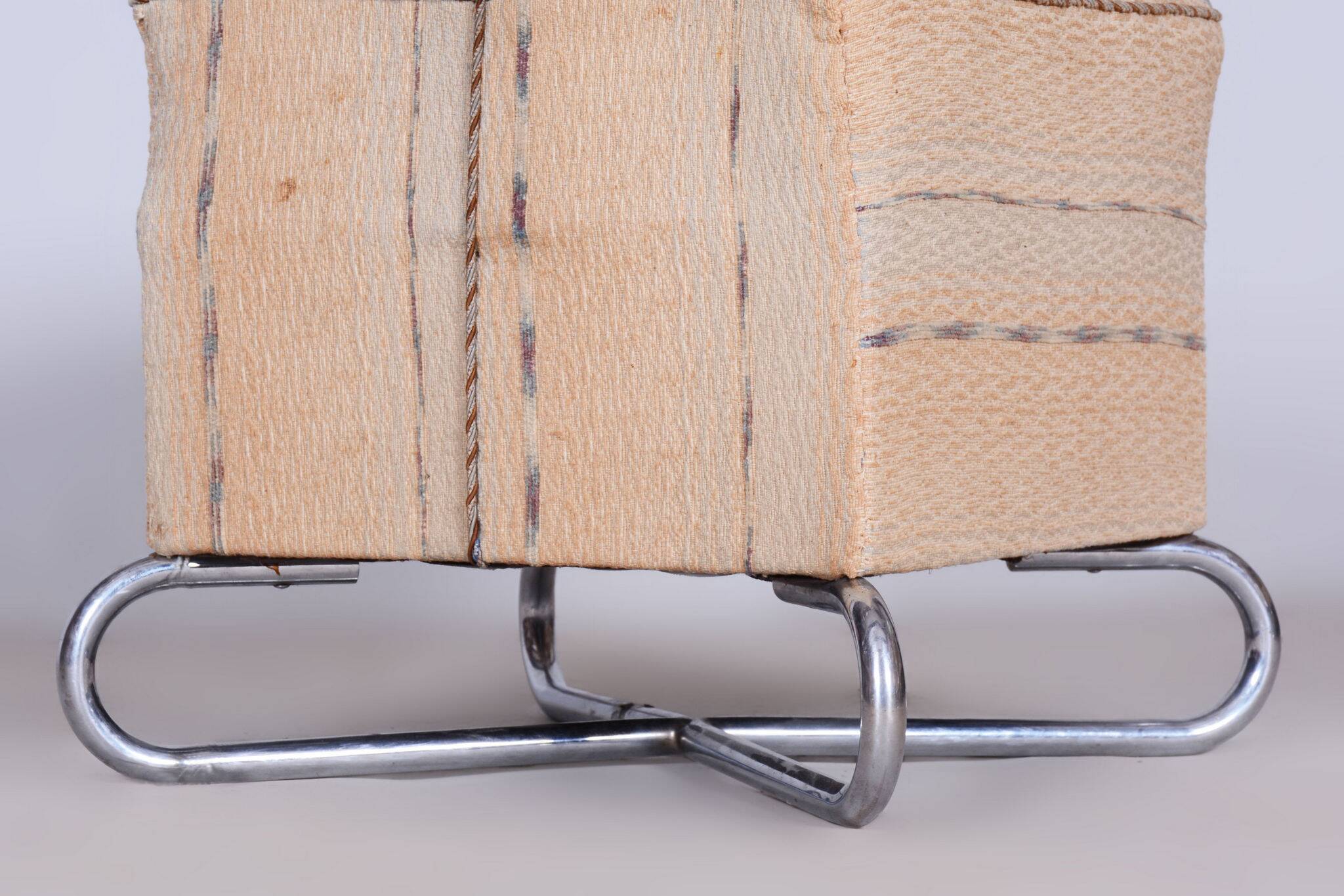 Tabouret Bauhaus original, construction chromée très inhabituelle, Tchéquie, années 1920