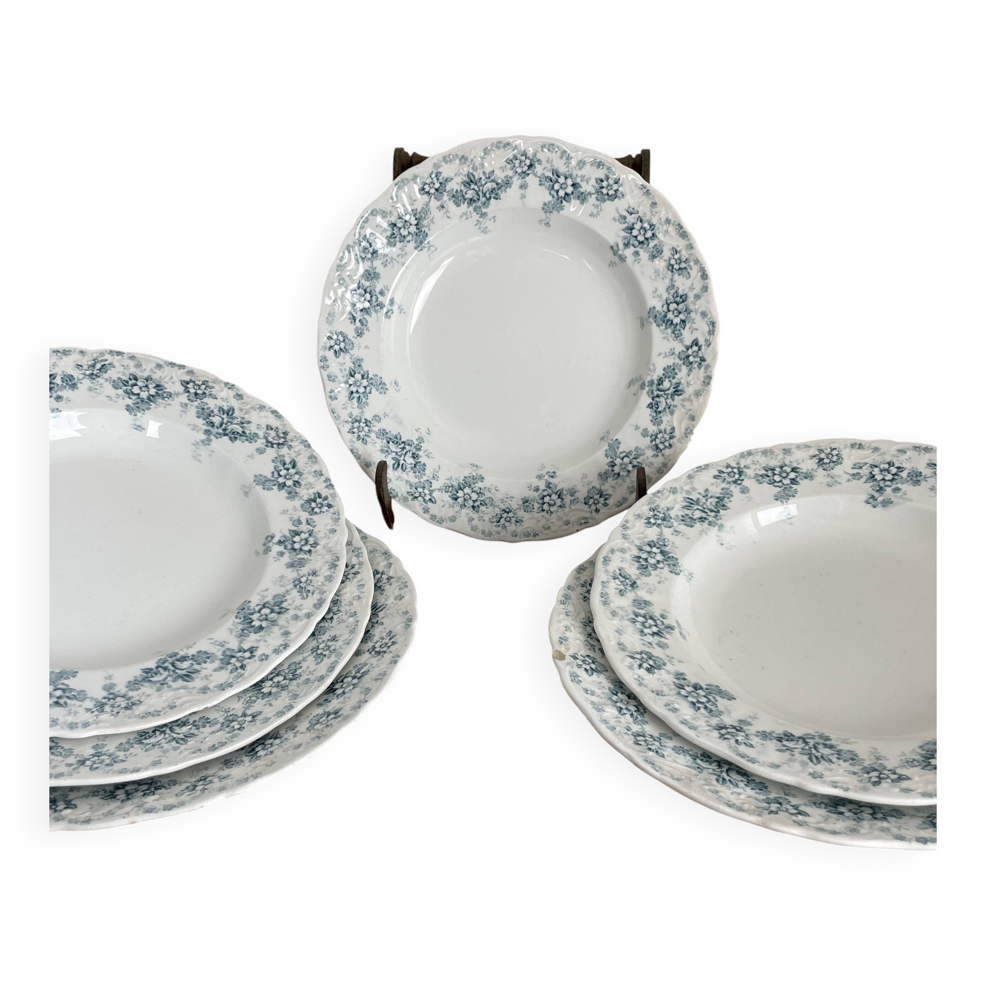 Set of 6 Maastricht earthenware soup plates, Clara model